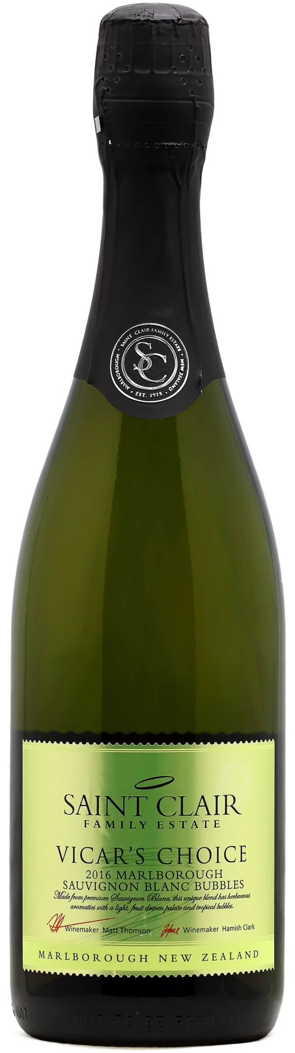 Игристое вино SAINT CLAIR Vicar’s Choice Sauv. Bl. Bubbles 0.75L 12.5%